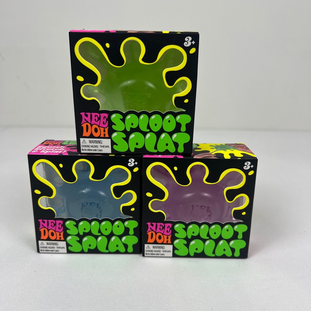 Schylling NeeDoh Sploot Splat 3 Pack Green Blue Purple Sensory Fidget Toy NEW